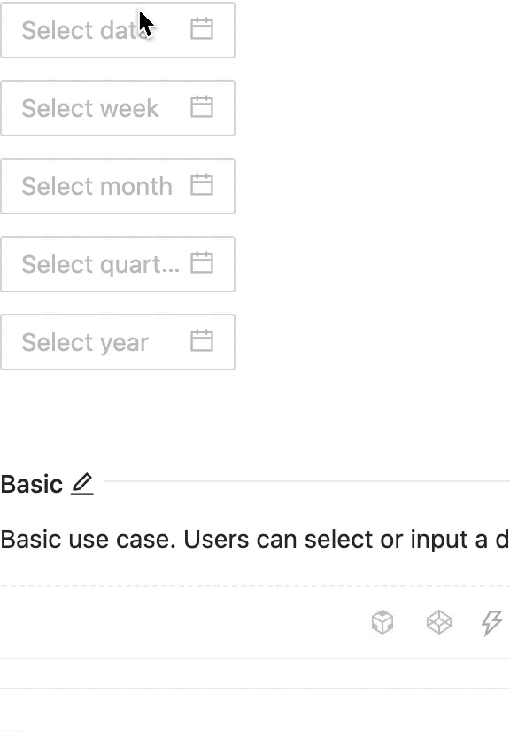 antd-datepicker-basic.gif default concept on a Datepicker component in Ant Design.