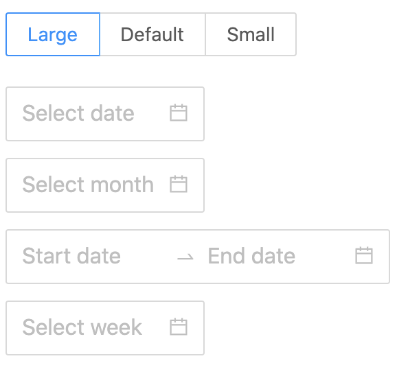 antd-datepicker-sizes.png size concept on a Datepicker component in Ant Design.