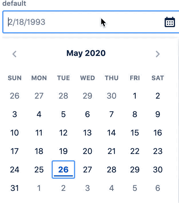 atlaskit-datepicker-clear.gif clear concept on a Datepicker component in Atlaskit.