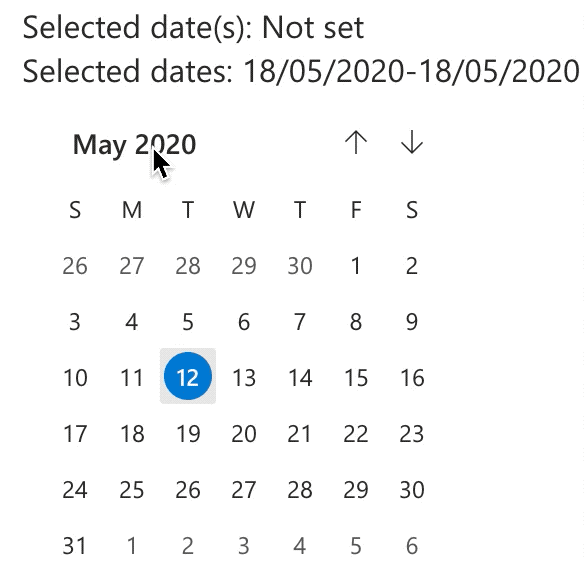 fabric-calendar-basic.gif default concept on a Datepicker component in UI Fabric.