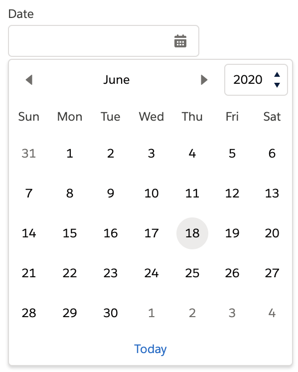 lightning-datepicker-basic.png default concept on a Datepicker component in Lightning Design System.