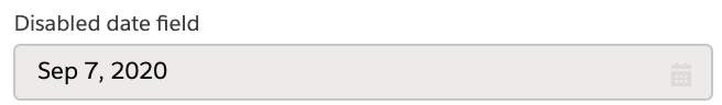 lightning-datepicker-disabled.png disabled concept on a Datepicker component in Lightning Design System.