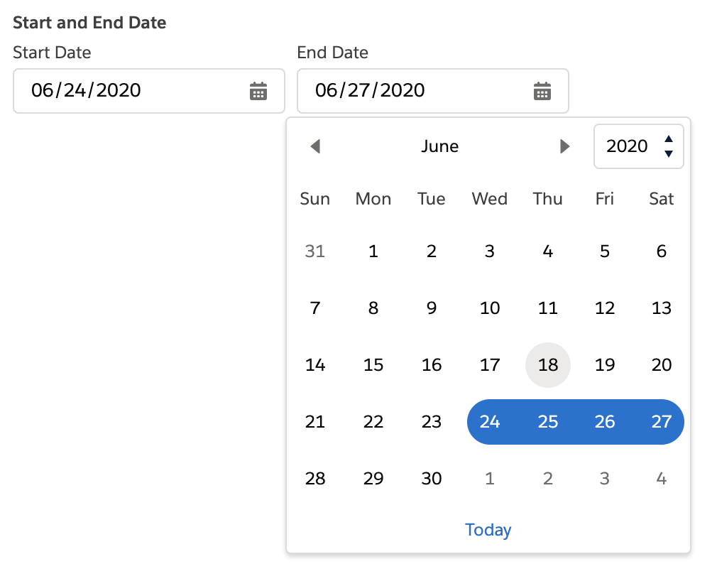 lightning-datepicker-range-selected.png range selected concept on a Datepicker component in Lightning Design System.