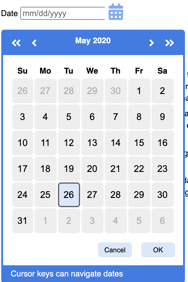w3-datepicker-basic.png default concept on a Datepicker component in WAI-ARIA.