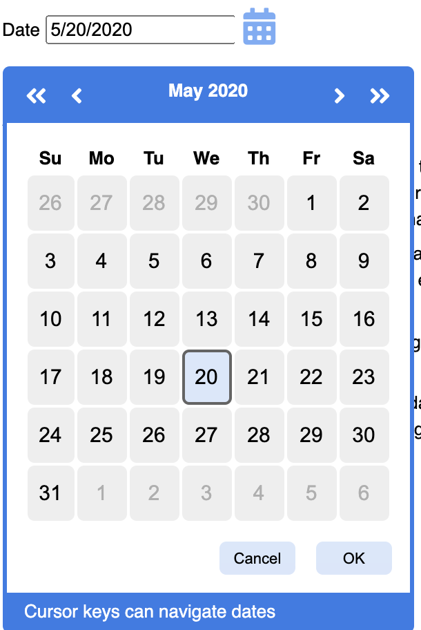 w3-datepicker-selected.png selected concept on a Datepicker component in WAI-ARIA.